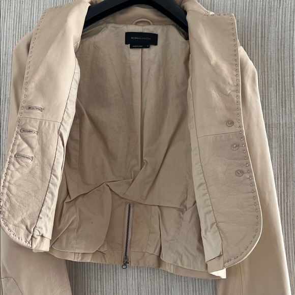 BCBGMAXAZRIA Leather Cream Women Jacket Sz.S - Picture 10 of 13